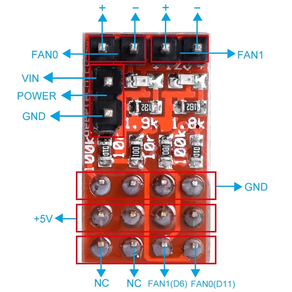 1/2/3 قطع ماكس 20 فولت مروحة موسع توسيع وحدة يصلح ل أجزاء طابعة 3d ramps 1.4 ramps 1.6 اللوحة reprap DUAL-EXTRUSION rrd