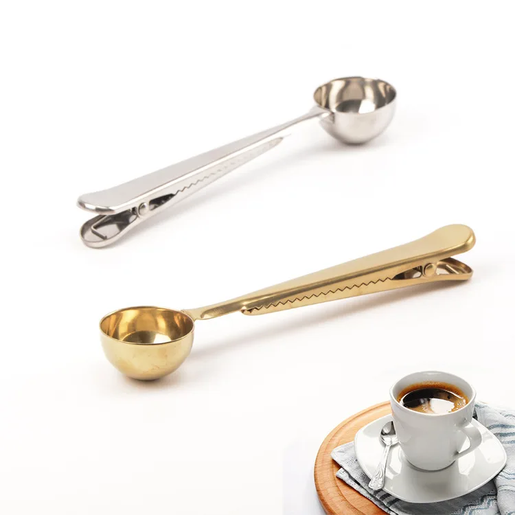 Stainless Steel Coffee Scoop with Bag Clipin Coffee Scoops from Home