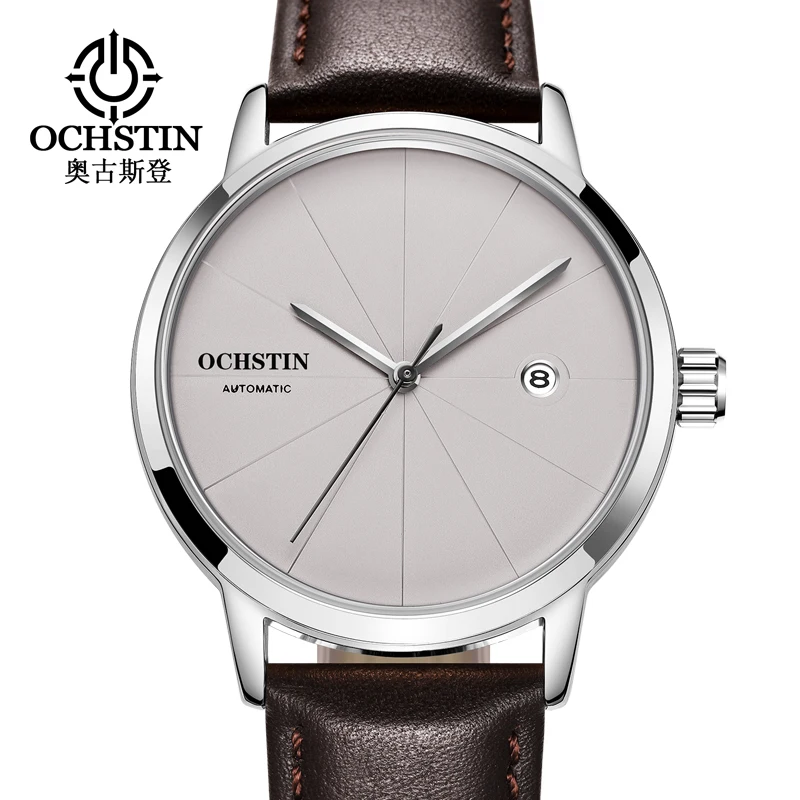OCHSTIN 2019 أعلى العلامة التجارية ساعة رجالية فاخرة تاريخ الرياضة التلقائي ساعات آلية الذكور ساعة جلدية أسلوب بسيط ساعة معصم