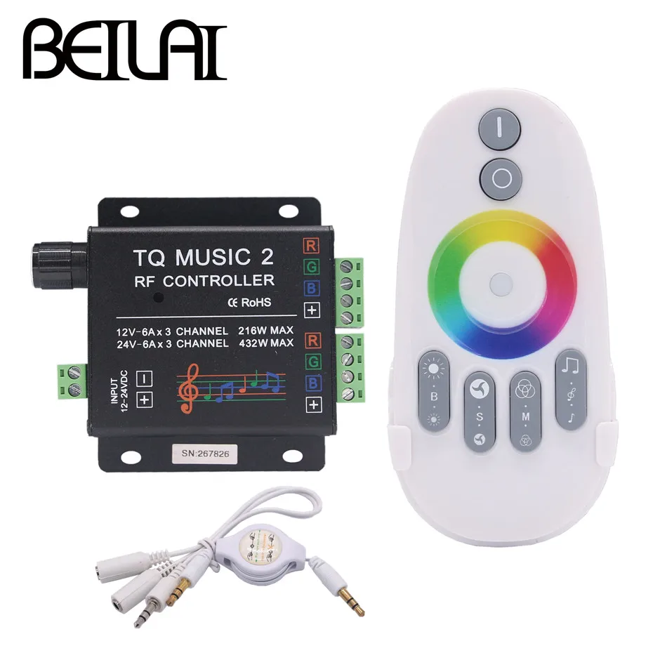 

DC 12V 24V Support WIFI Music RGB LED Controller RF Audio control 18A 3 Channel Music 2 LED RGB Controller For LED Strip