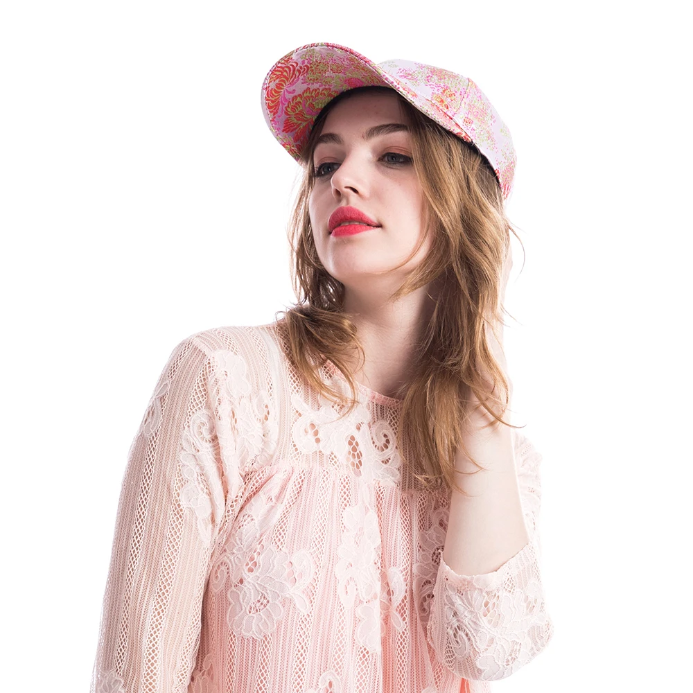 Fashion Women Colorful Flower Rhinestone Baseball Cap Silks Satin CAP