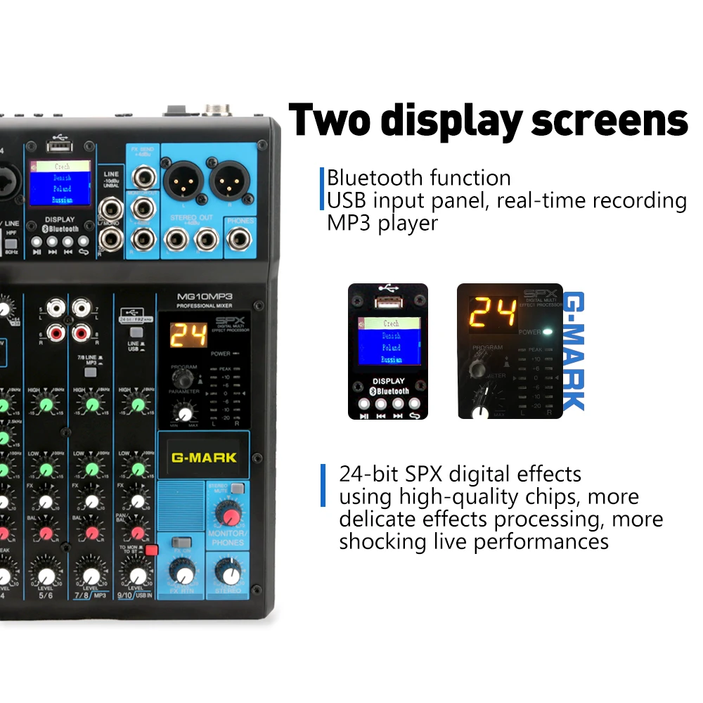 G MARK аудио микшер консоли музыка studio 24 Spx эффект эко цифровой выход 48 В фантомное