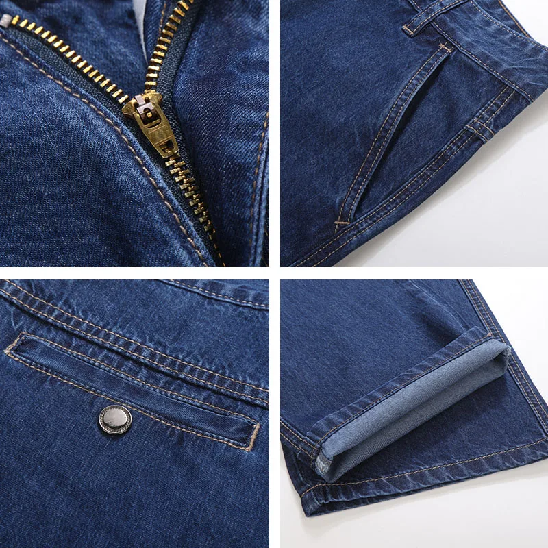 TIGER CASTLE 100% Cotton Spring Summer Men Jeans Slight Classic Denim Pants Male Washed Baggy Blue Designer Causal Jeans Man