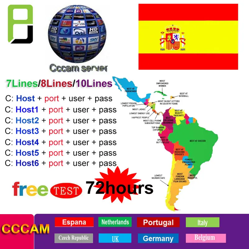 

Spain Portugal receptor de satelite 7 Clines cccams for Europe Satellite tv Receiver 7Lines FULL HD DVB-S2