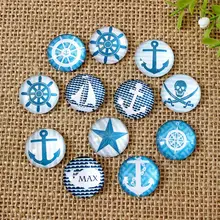 Голубое море стиль печатных полукруглый купол стеклянная мозаика кабошоны для изготовления ювелирных изделий Мозаика для рукоделия