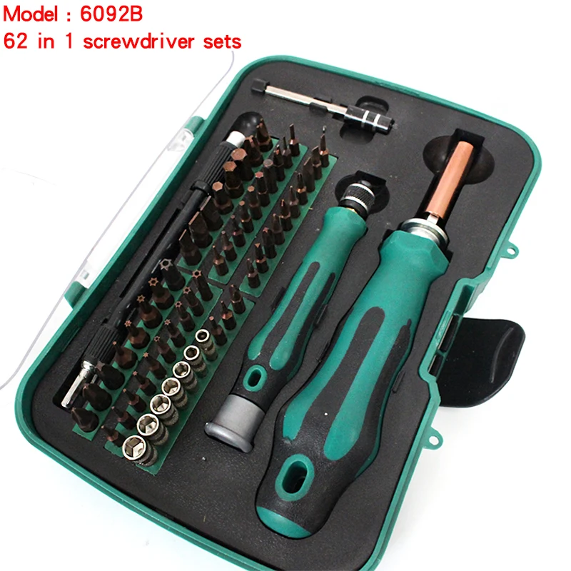 

6092B 62 in 1 screwdriver sets repair Electric mobile phone & home repair tools kit for smartphone laptop tool free shipping