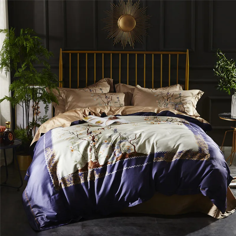 

2018 Pastoral Flower bird printing Bedding Sets Egyptian cotton bed set Bed Linen Duvet Cover Bed Sheet Pillowcase/bed Set