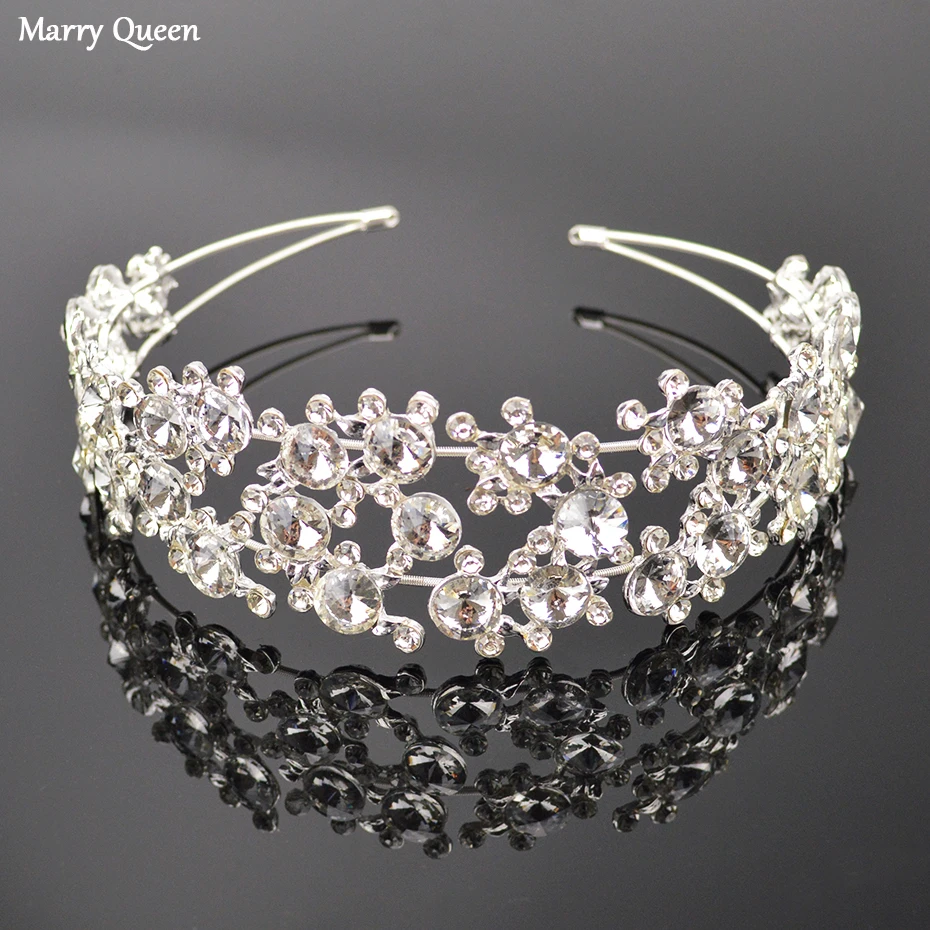 

Silver Transparent Crystal Princess Hair Accessories Headband Fashion Court Queen Water Bit Jewelry Bride Wedding Crown