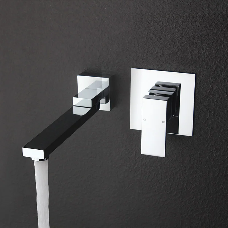 

dark into the wall type single handle bathtub faucet water mixing valve with embedded box with rectangular swing nozzle