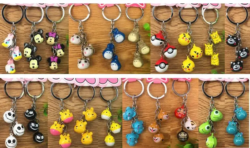 

My neighbor totoro nightmare before Christmas mickey minnie Daisy dogs bears Jingle bells Charms Pendants Key Chain Keychains