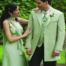 Индивидуальный заказ мятно зеленый две пуговицы жениха смокинги для женихов зубчатый лацкан друг жениха Best Man Свадебный ужин костюмы(куртк