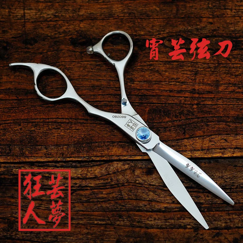 

Fast shipping!! Professional brand hair cutting scissors 6 inch 440C blue gem high-grade salon hairdressing barber scissors