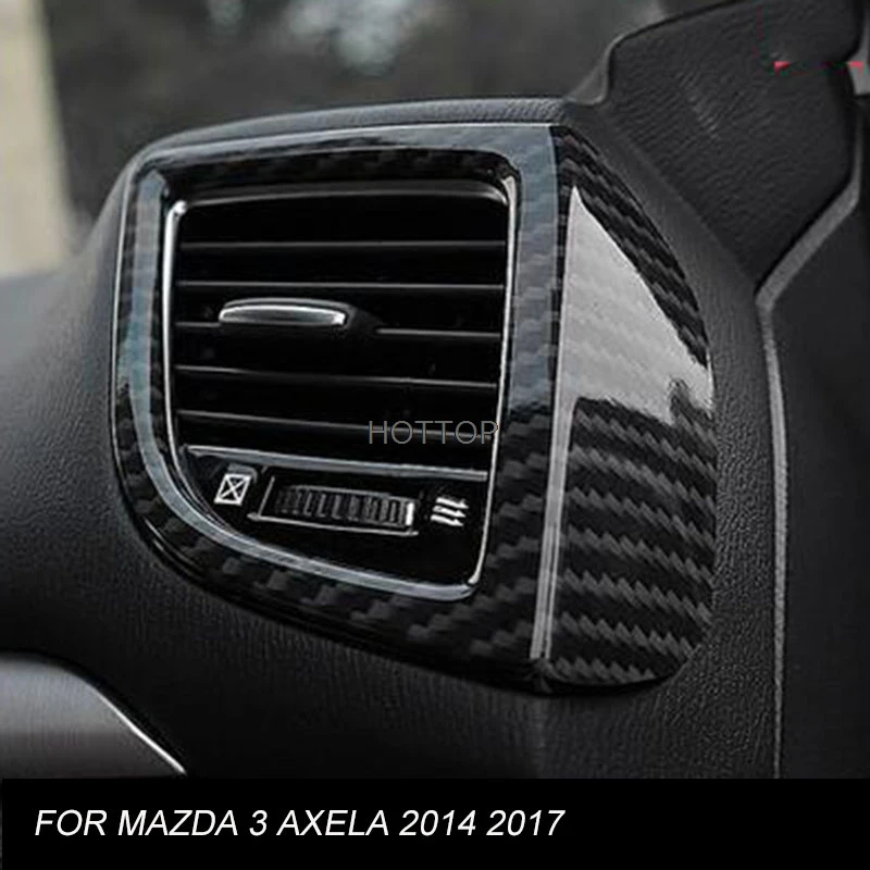 

car-styling Carbon fiber Air Condition Vent Outlet Trim Cover Styling Sticker Fit For Mazda 3 Axela 2014-2017