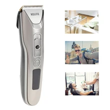 KELITE 100-240 В USB перезаряжаемая электрическая машинка для стрижки волос ЖК-дисплей Керамический триммер 4 расчески мощная машинка для стрижки волос