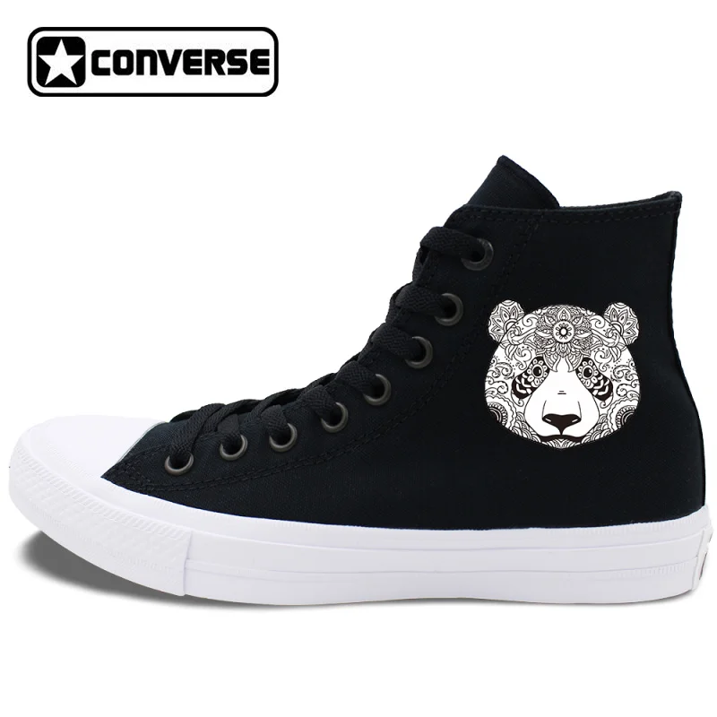 White Black Original Converse Chuck Taylor II Canvas Sneakers Design Animal Panda Totem High Top Skateboarding Shoes jaguar animal totem