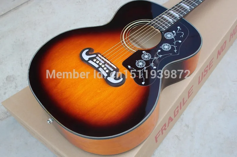 

Free shipping wholesale High Quality sj200 Acoustic Guitar Vintage Sunburst guitar with hardcase