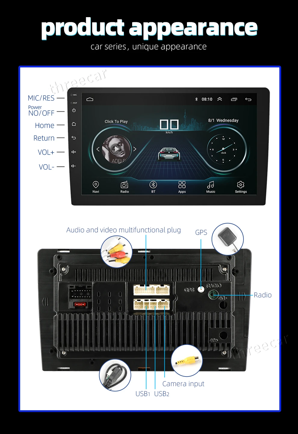 Perfect Threecar 2 Din Android 8.1 GPS Navigation Car Radio 2G (RAM) + 16G Stereo Multimedia Player For Honda CRV 2012-2015 Car Radio 20