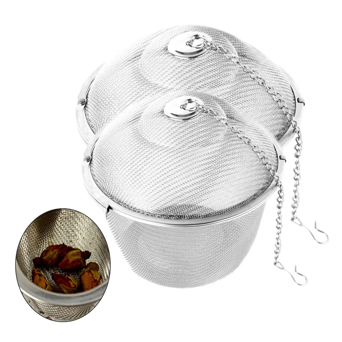 

45mm/55mm Stainless Steel Tea Infuser Locking Spice Tea Strainer Mesh Tea Ball Filter Loose Tea Spice Strainer
