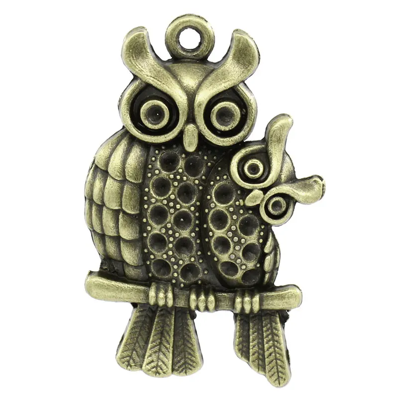 

DoreenBeads Zinc metal alloy Charm Pendants Owl Antique Bronze(Can Hold ss7 Rhinestone)OwlCabochon Settings 4.3cmx28mm,2 PCs