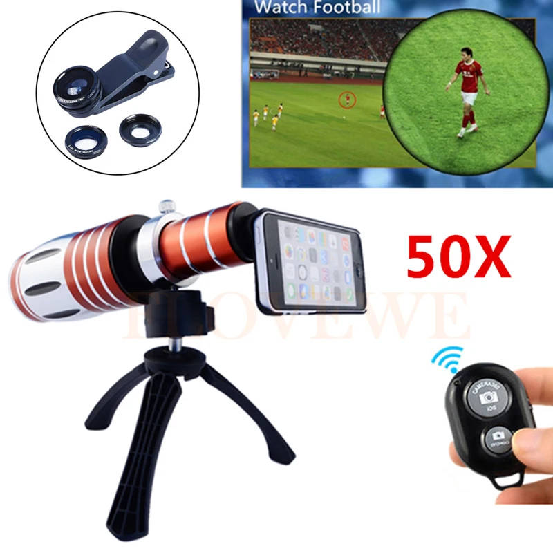 

Camera Lens 50X Metal Telephoto Zoom Lentes+Tripod+Case+Fish eye Wide Angle Macro Lenses For Samsung S3 S4 S5 S6 S7 edge note 7