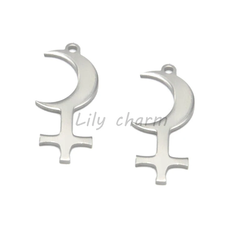 

5pcs/lot Lilith Pendant Stainless steel Black Moon Logo Luna Emblem Amulet Charm pendant 27x11mm