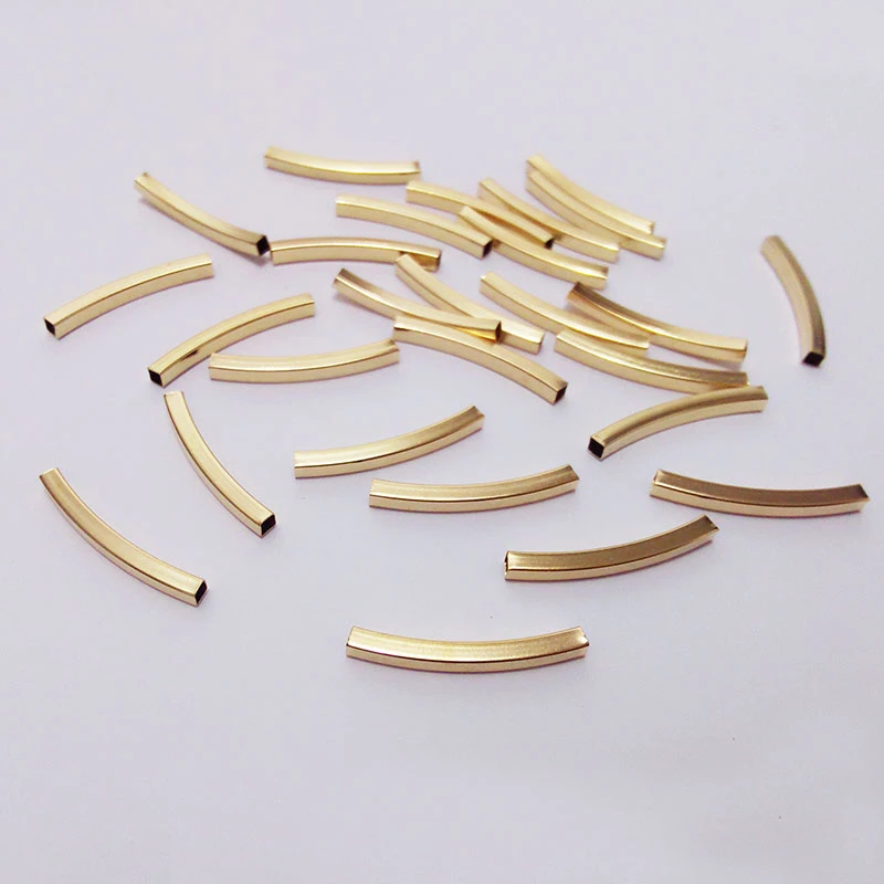 square tube bent Beads curve tubing metal chains clasp Spacer jewelry