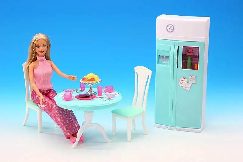 

New for barbie accessories fridge Table set equipment kitchen supplies home house accessories large refrigerator