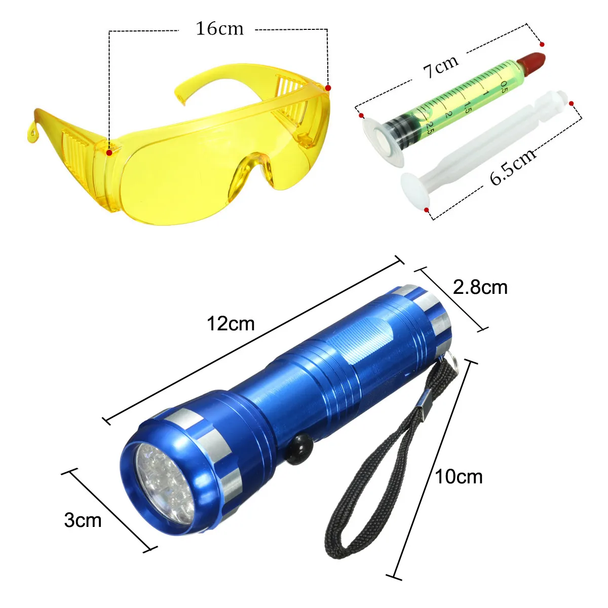 1 комплект, комплект для обнаружения утечки, автомобильный жидкий газовый Светодиодный УФ-фонарик, очки, флуоресцентный автомобильный инструмент для ремонта кондиционера
