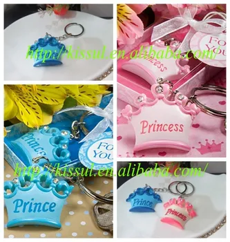 

Adorable Baby favors of Prince Blue Keychains in Gift Box by Crown Charm for baby birthday party and Baby souvenirs 100Pcs/lot