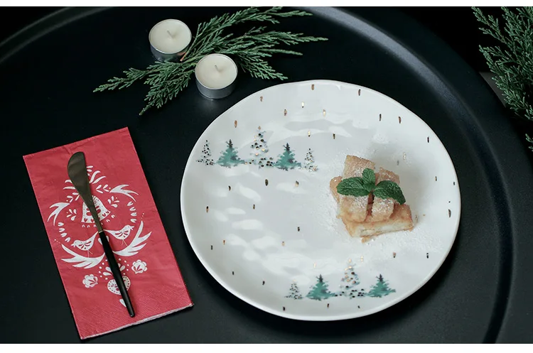 Рождественский подарок керамические кружки Золотая елка большой емкости для завтрака в американском стиле фарфоровые кофейные чашки с рукояткой тарелки