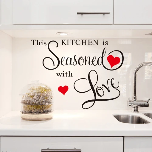 

Characters "This Kitchen Is Seasoned With Love" PVC Removable Wall Sticker Decor For Kitchen