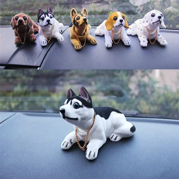

Car Shaking Head Dog Ornament Resin Cute Nodding Decoration Toy Doll Auto Interior Accessories Ornaments Car Pendant Parts