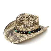 Модная женская и мужская соломенная западная ковбойская шляпа ручной работы, тканые женские папы Sombrero Hombre Cowgirl Jazz шапки в стиле панк, размер 56-58 см