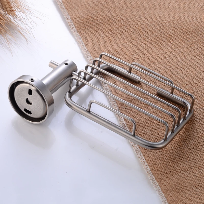 Bthroom Soap Holder Wall Mounted Soap Dish Storage Holder Stainless Steel Soap Dishes Box Tray Corner Cosmetic Shampoo Shelf