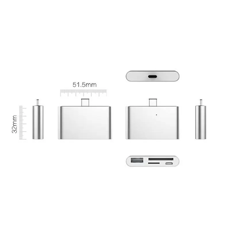 Thunderbolt 3 usb type C к USB2.0/TF/SD/Micro USB кардридер USB-C адаптер конвертер для телефона/компьютера передачи данных