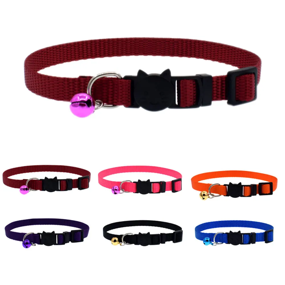 Cat Collar With Bell Safety Buckle Kitten Small Dogs Cats Adjustable Nylon Collars Pet Supplies 88 XH8Z