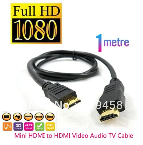 

3 ft 1m Mini HDMI to HDMI Cable for Nikon D3S D3X D300S D300 D700 D3100 D5100 D7000 1080P Free shipping
