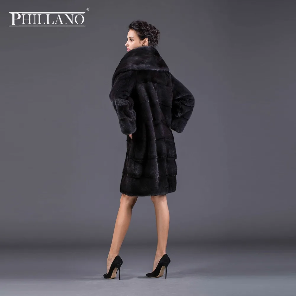 Новинки PHILLANO 2016 Меховое Пальто Отложной воротник Премиум Шубы Из Меха Норки