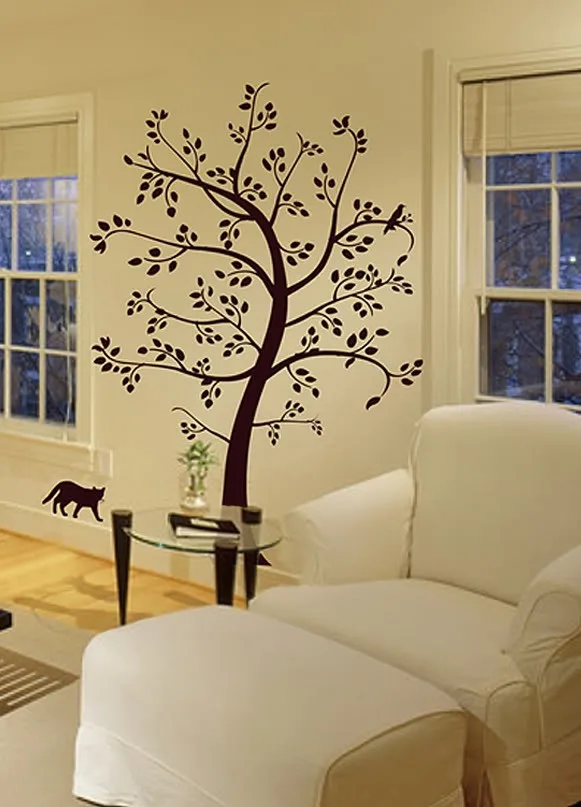 72/" Tall Large Tree Wall Decals Removable Birds Cage Vinyl Home Decor Stickers