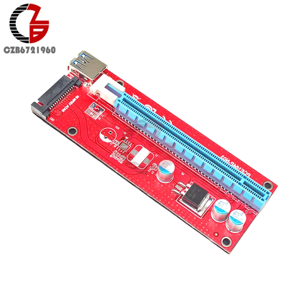 USB 3,0 PCI-E Express 1X To 16X удлинитель Riser Card USB 3,0 Eextender кабель адаптер SATA кабель питания красный с кабелем 60 см