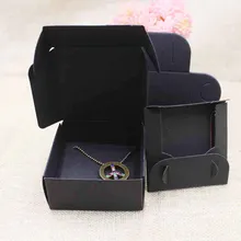 40 шт в партии 65*65*30 мм крафт/черный ожерелье коробочка для кулона коробка дисплей коробка с внутренней картой Пользовательский логотип moq 1000 шт