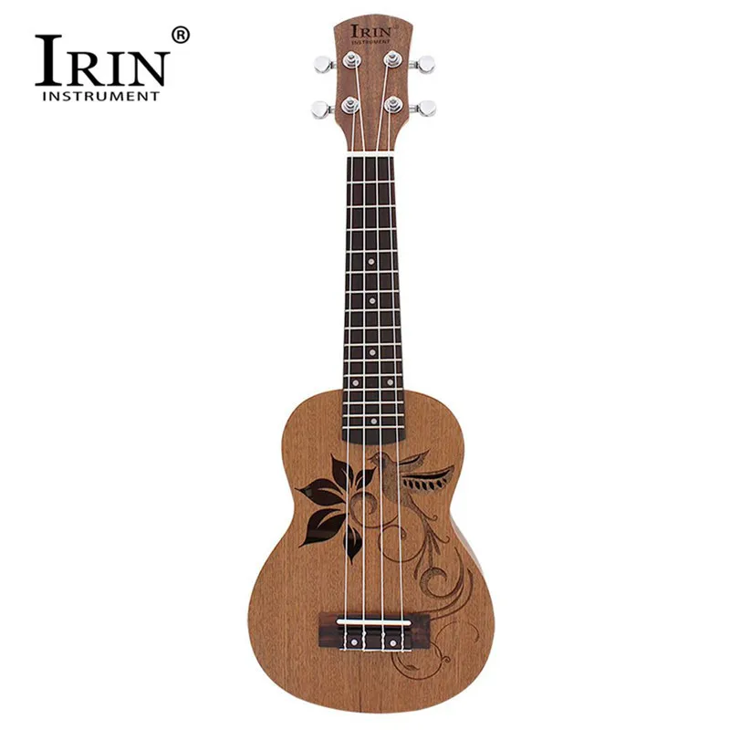 

IRIN 21 Inches Sapele Pattern Bird & Flower Guitar Ukulele Ukelele Professional Tuning Peg 4 Strings Wood Neck Delicate Gift