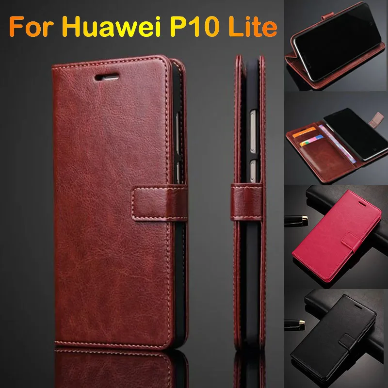 Роскошный чехол для Huawei P10 Lite откидной кошелек Leder задняя крышка ультра тонкая