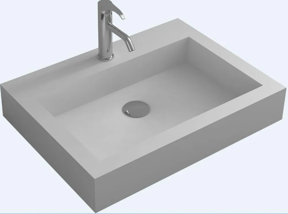 Bathroom Rectangular Wall Hung Corian Vessel Sink Solid Surface