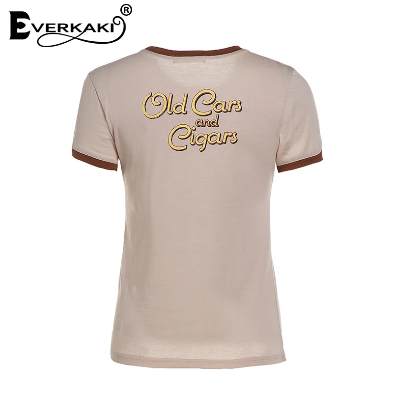 Everkaki винтажные футболки с изображением Куба, женские богемные Гавана футболки, женские футболки и топы с коротким рукавом, женская одежда, лето