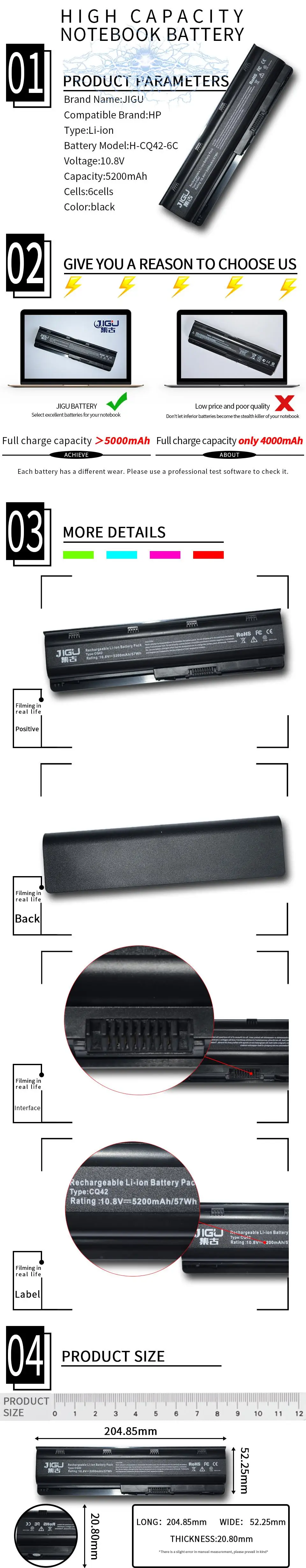 JIGU Laptop Battery For HP Pavilion G6-2214 SR G6 Dv6 Mu06 586006-321 586006-361 HSTNN-LBOW 586006-321 586006-361 586007-541