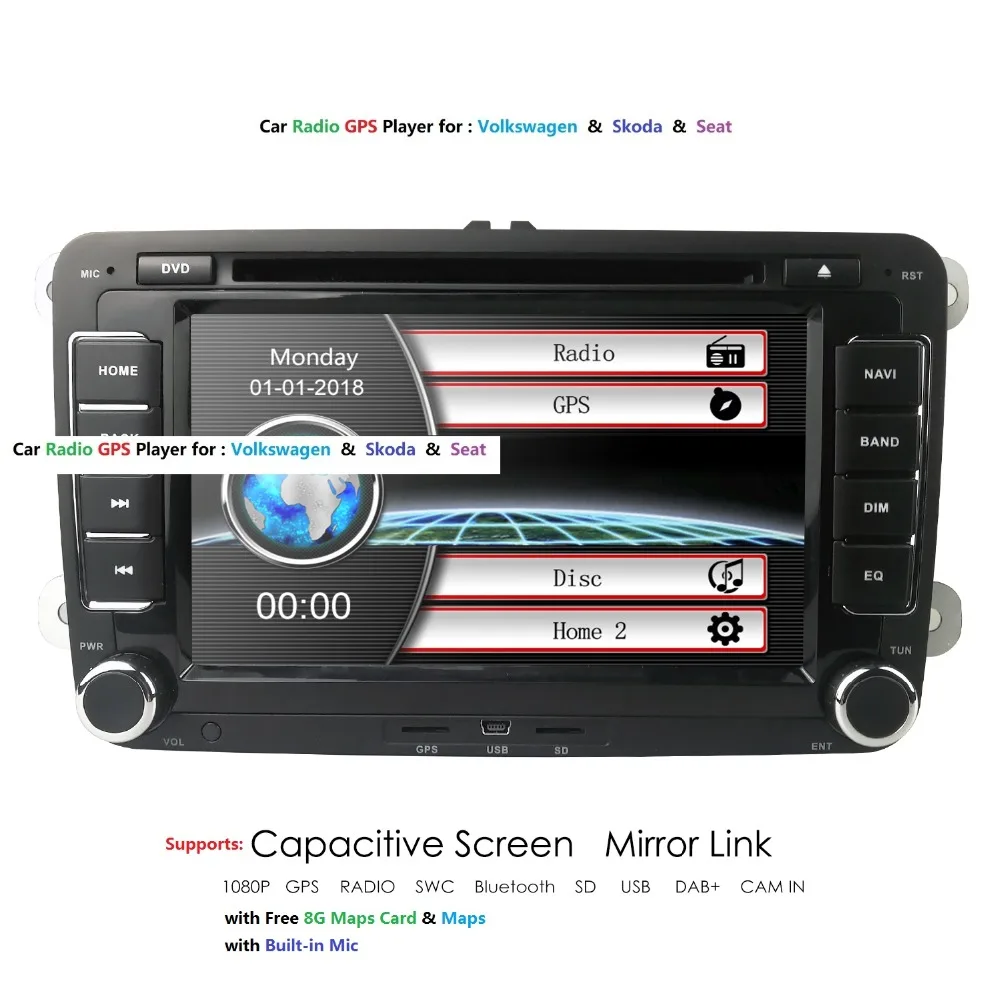 

Car Multimedia player GPS 2 Din Autoradio ForVW/POLO/PASSAT b6/golf 5/Skoda/Octavia/SEAT/LEON radio dvd automotivo DAB RDS DVBT