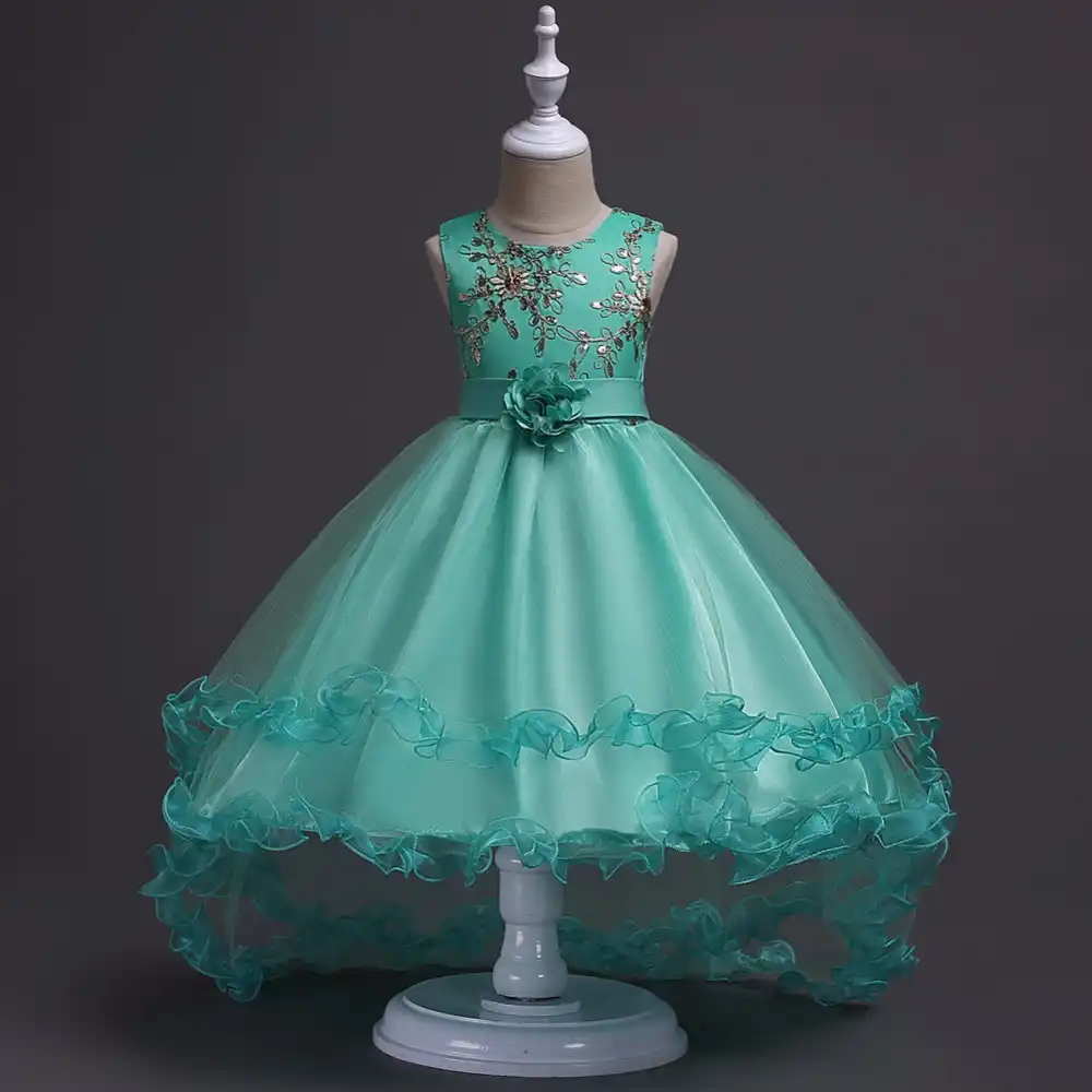 purple and teal flower girl dresses