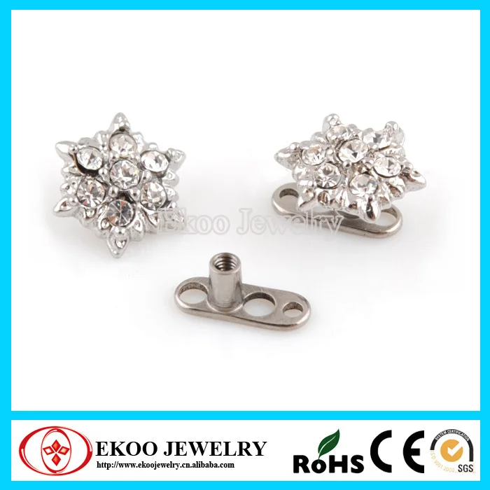 

G23 Titanium Micro Dermal Anchor with Multi-gem Paved Flower Dermal Top Lot of 5pcs