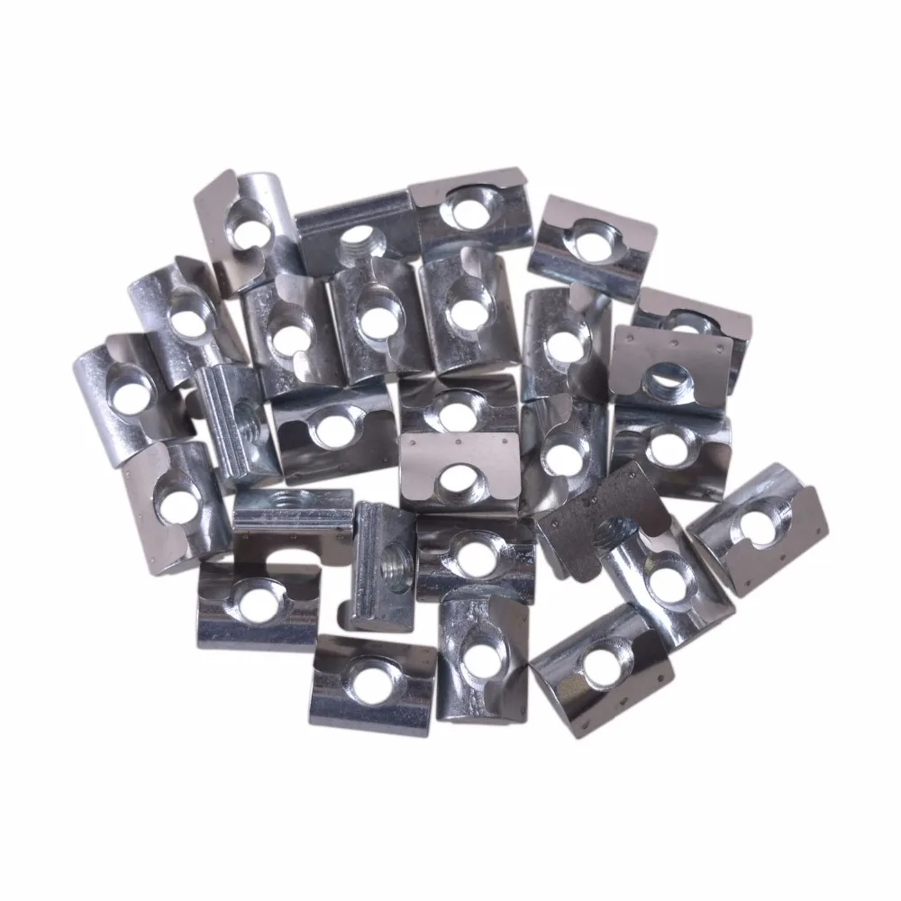 

30pcs Silver European Standard Carbon Steel Drop in T Nut with Spring Sheet for Aluminum Extrusion with Profile 45 Series M8